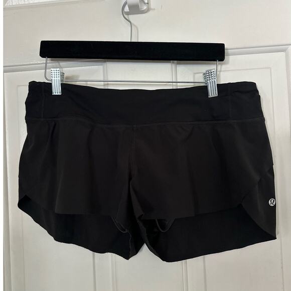 Lululemon Low Rise Run Speed Short Block-It Pocket Black Women's Size 10 - Picture 2 of 8